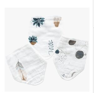 Nightingale Baby Bandana Bibs Set - White and Blue